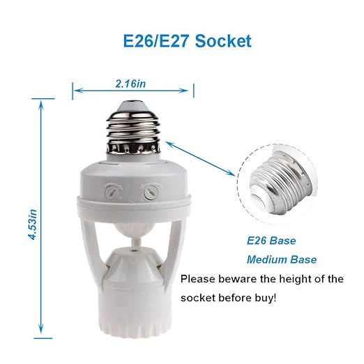 2pcs Motion Activated Light Sockets, E26/E27 Screw in Add on/Off Motion Sensor - Image 6