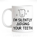 RZHV I'M Silently Judging Your Teeth Funny Coffee Mug, Thank You Birthday Gifts by RZHV
