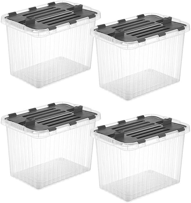 Superio 26 L Deep Storage Container with Hinged Lid (4 Pack)
