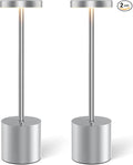 Silver Cordless Table Lamp Rechargeable by Swinerton