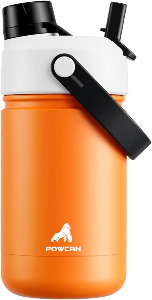 12 oz Kids Insulated Water Bottle: 2-in-1 Straw Spout Lid, Keep Cold 24H by POWCAN