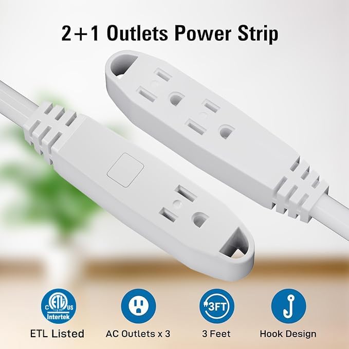 K KASONIC - 12-Feet 3 Outlet Extension Cord, UL Listed, 16/3 SJTW 3-Wire - Image 3