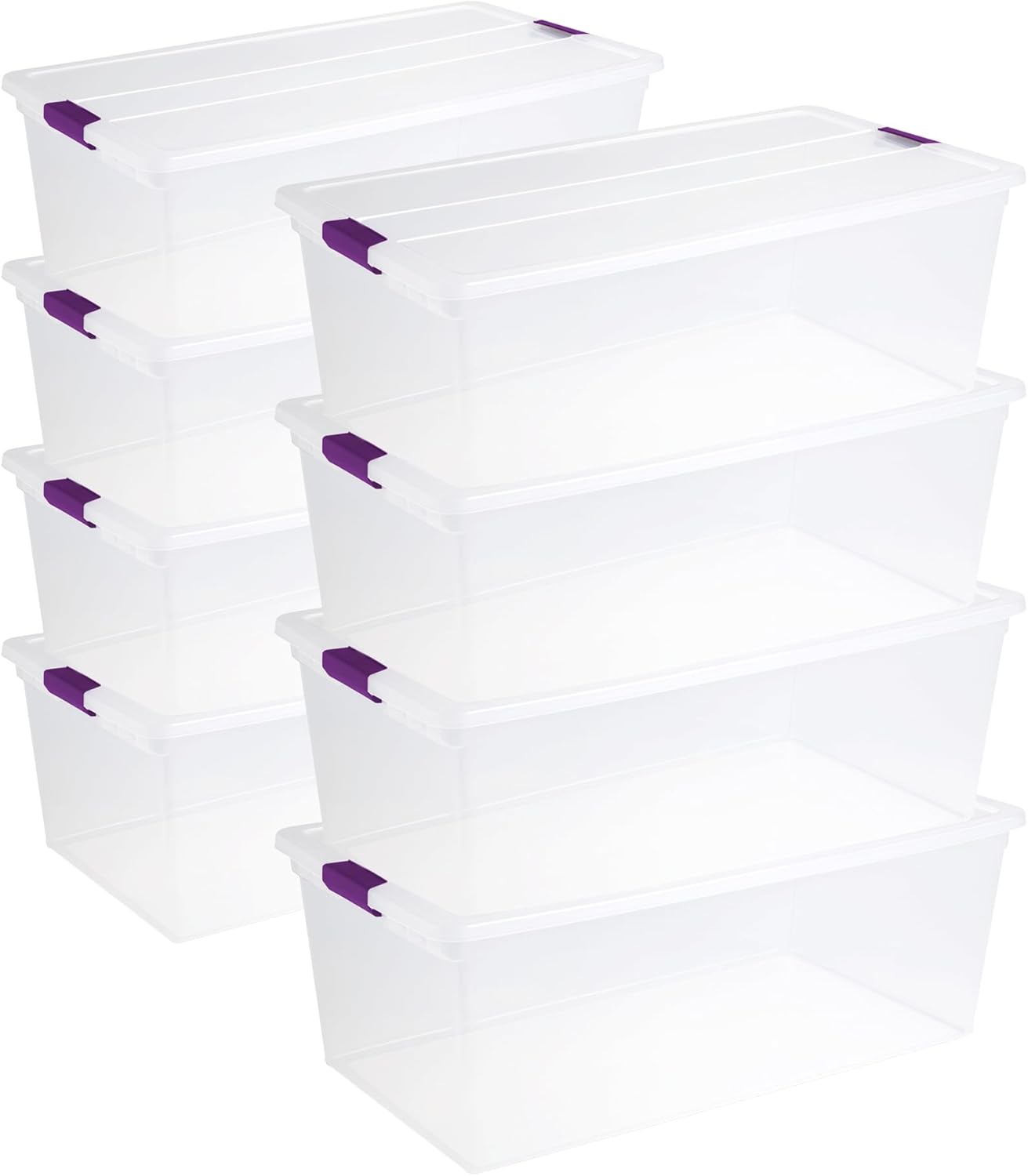 Sterilite 8-Pack 110 Quart ClearView Latch Box, Stackable Organizer Bins with Latching Lids - Clear Plastic Organization Containers for Closet, Bedroom, Shelving Units and Everyday Home Storage