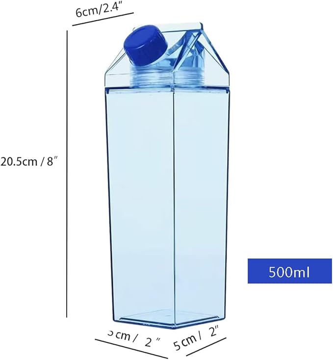 Jinberry 500ml/17Oz Cute Leakproof Milk Carton Water Bottle Portable Drinkware - Image 2