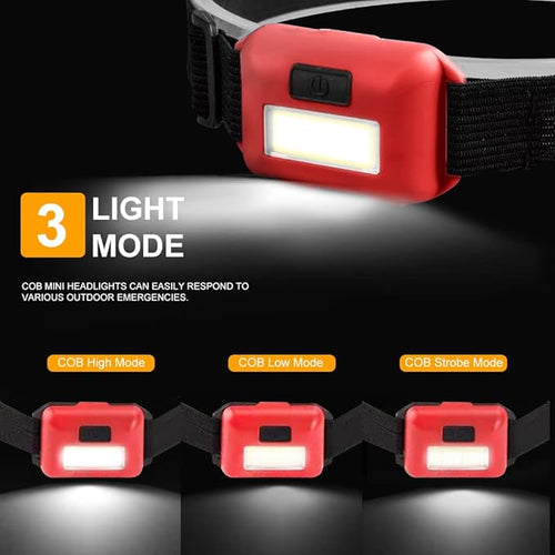 8 Pack Led Headlamp for Adults and Kids, 1.1oz/31g COB Flood Light Ultra Bright - Image 2