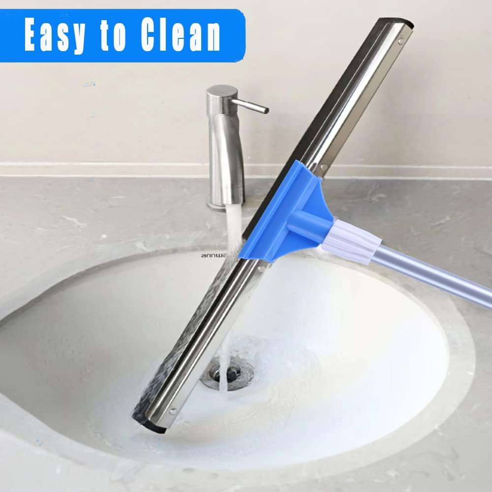 YONILL Floor Squeegee for Concrete Floor - 50" Squeegee Broom with Long Handle for Tile Floor, Heavy Duty Foam Floor Water Wiper for Garage, Shower, Kitchen, Windows, Glass, Carpet and Pet Hair