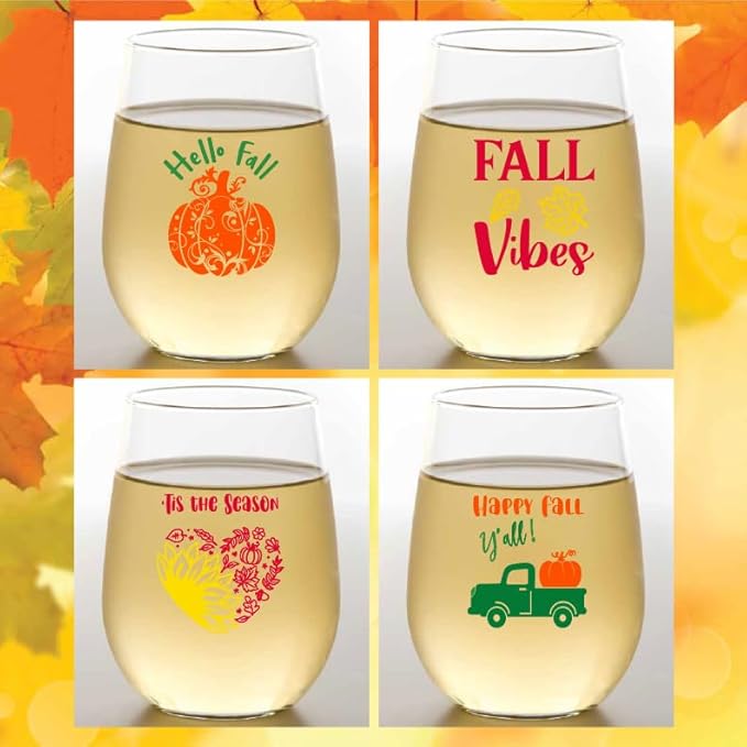 Set of 4 Shatterproof Designer 16 oz Plastic Wine Glasses MADE in the USA by Unknown