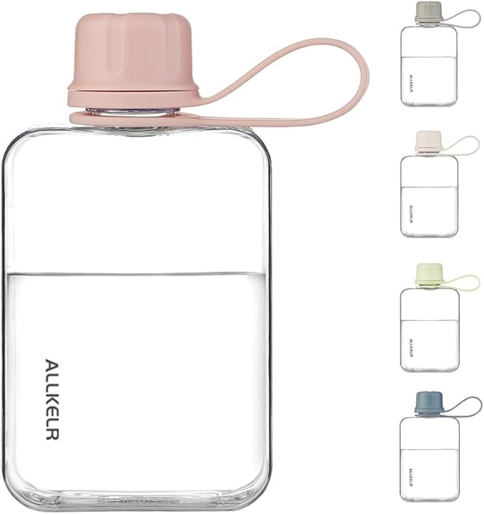 Portable Flat Water Bottle, BPA Free Reusable Tritan Plastic Travel Water - Image 3