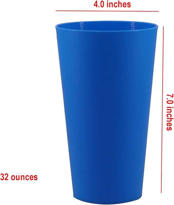 AOYITE 32 ounce Reusable Plastic Tumblers Set, BPA-Free and Dishwasher Safe - Image 5