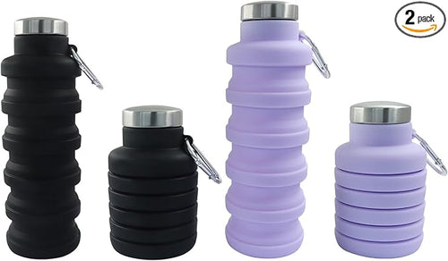 2 Pcs Silicone Collapsible Water Bottle, 17oz Portable and Lightweight Travel by Unknown