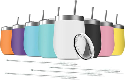 8 Pack 12 oz Stainless Steel Wine Tumbler by Deitybless