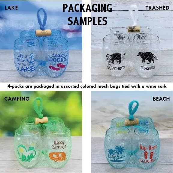 Set of 4 Shatterproof Designer 16 oz Plastic Wine Glasses MADE in the USA - Image 6