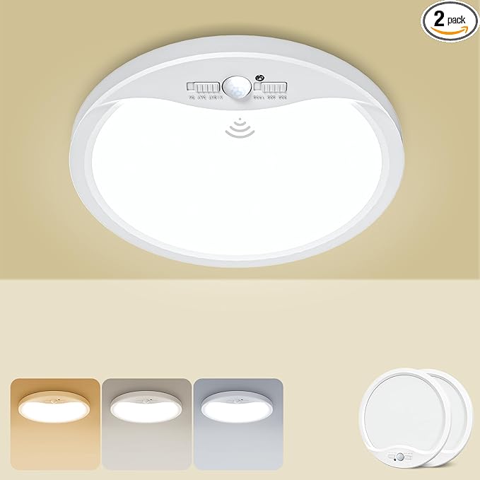 zemty 2Pack 9inch Motion Sensor Ceiling Lights Wired, 18W 1800lm 3CCT/3 by ZemtyCeilinglight