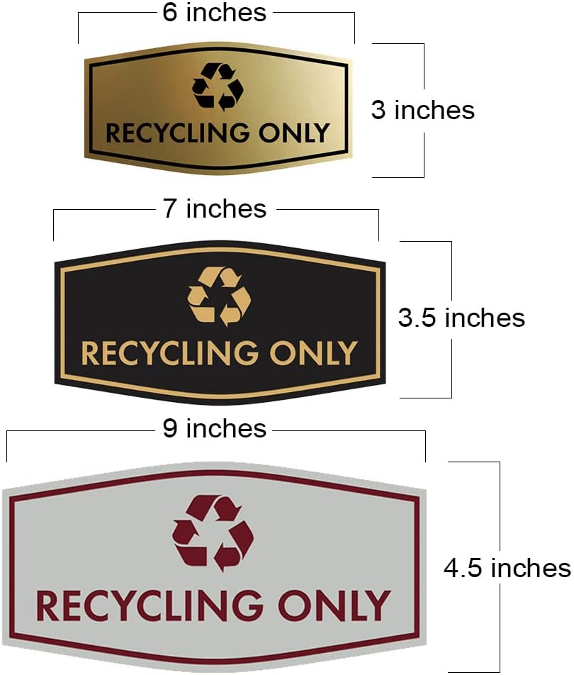 Fancy Recycling Only Sign (Black) - Large