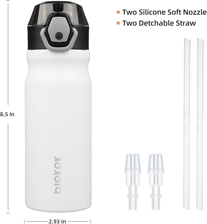 BJPKPK Water Bottle with Straw 18oz Insulated Water Bottles Reusable Stainless - Image 4