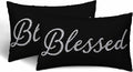 Bling Blessed White Throw Pillow Covers 12 X 20 Highlights Blessed Black Set of by Unknown