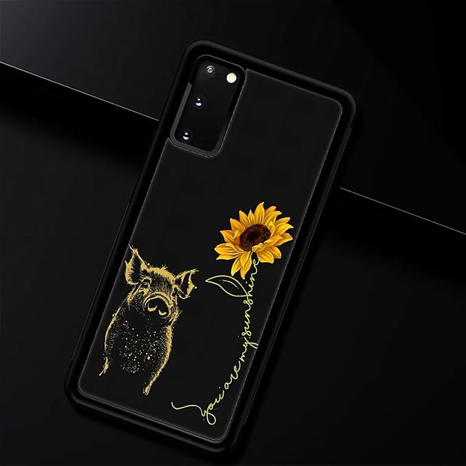 for Samsung Galaxy S20 Case, Pig Sunflower Yellow Sunshine Pattern Graphic - Image 2