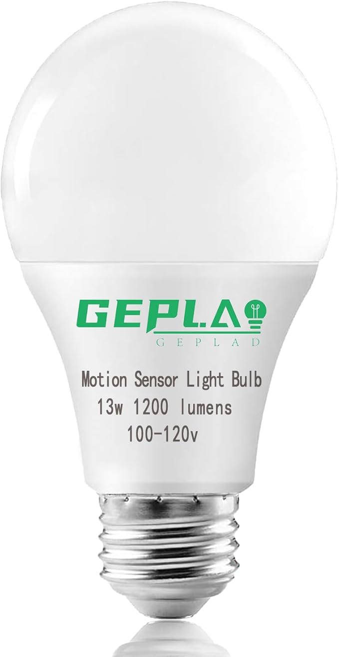 GEPLAD 4-Pack Upgrade Motion Sensor LED Light Bulbs 12W, A19 E26 Dusk to Dawn - Image 2