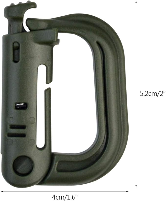 Topbuti 18 pcs Multipurpose Grimlock D-Ring Locking Molle Clips Hanging Hook - Image 2