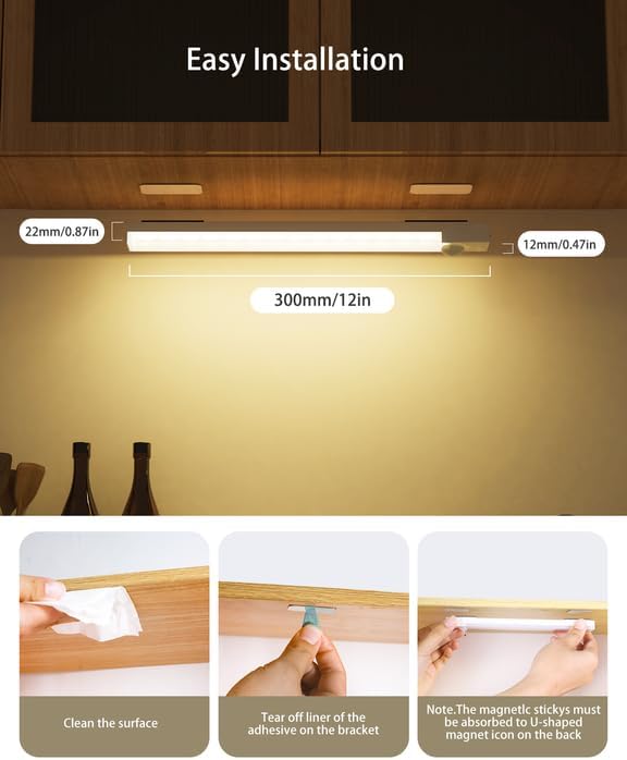Under Cabinet Lighting 12 Inches Rechargeable Motion Sensor Light Indoor - Image 4