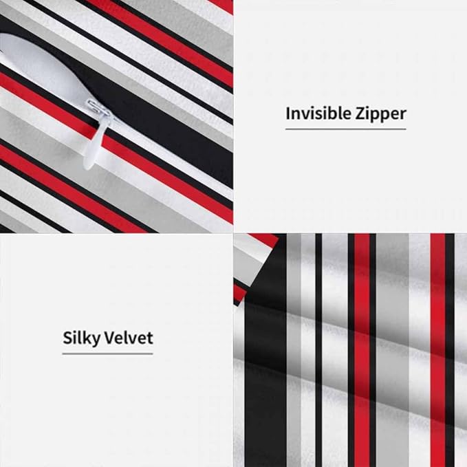 Vertical Lines Striped Pillow Covers 18 X 18 Black White Grey Red Watercolor - Image 7
