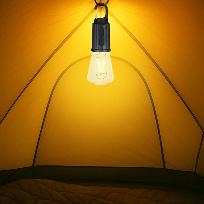 4-Pack Rechargeable Camp Light, Warm White LED Conical Bulb, Battery Powered - Image 4