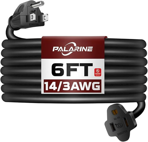 6ft Black Outdoor Extension Cord Waterproof, UL Listed, 14/3 SJTW Heavy Duty 3 by PALARINE