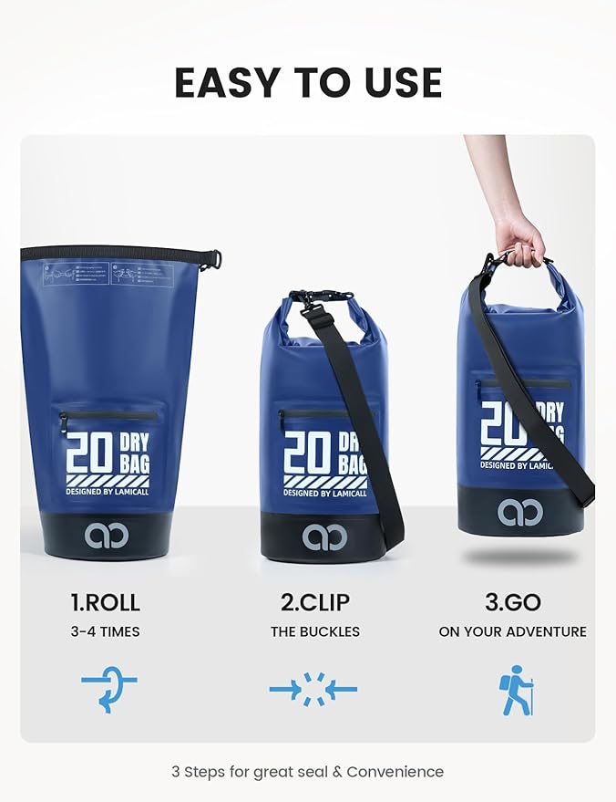 Lamicall Dry Bag Waterproof Backpack - 5L/10L/20L/30L/40L Large Water Proof Bag - Image 6