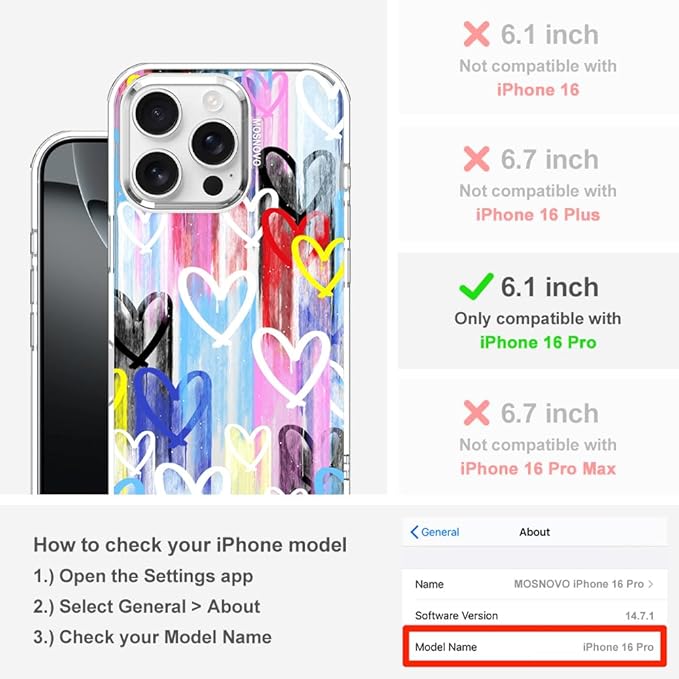 MOSNOVO for iPhone 16 Pro Case, Shockproof Military-Grade Protection 6.6ft Drop - Image 2