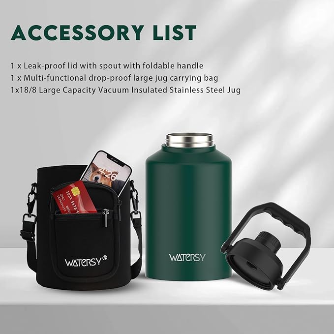 WATERSY 1 Gallon Water Bottle Insulated, BPA Free&Leak Proof, 128oz Stainless - Image 6