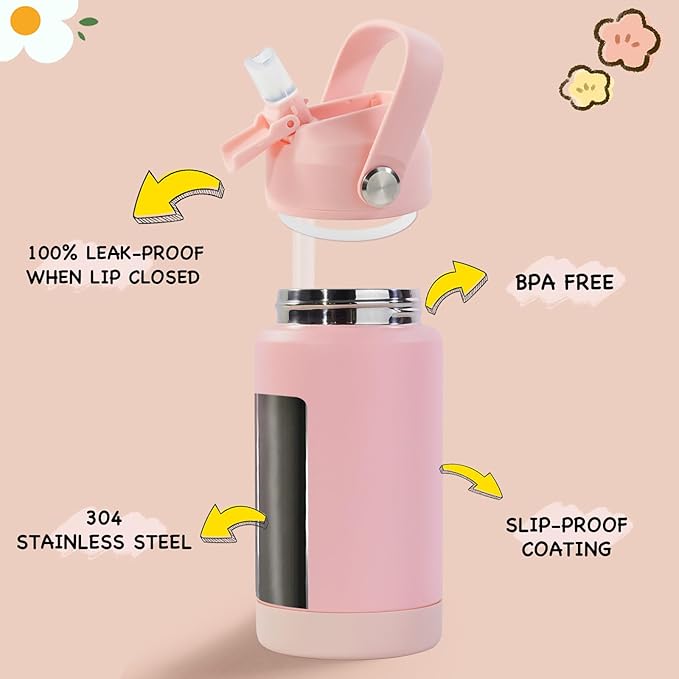 Kerilyn 12oz Kids Water Bottle 2 Pack, Stainless Steel Insulated Water Bottle - Image 2