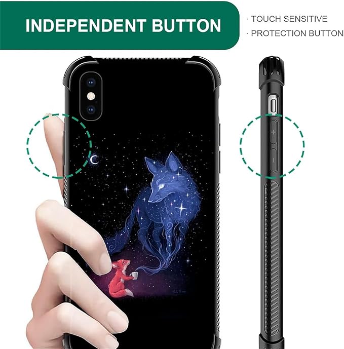 for iPhone Xs Max Case, Galaxy Fox Wolf Pattern Graphic Design Girl Boy Soft - Image 6