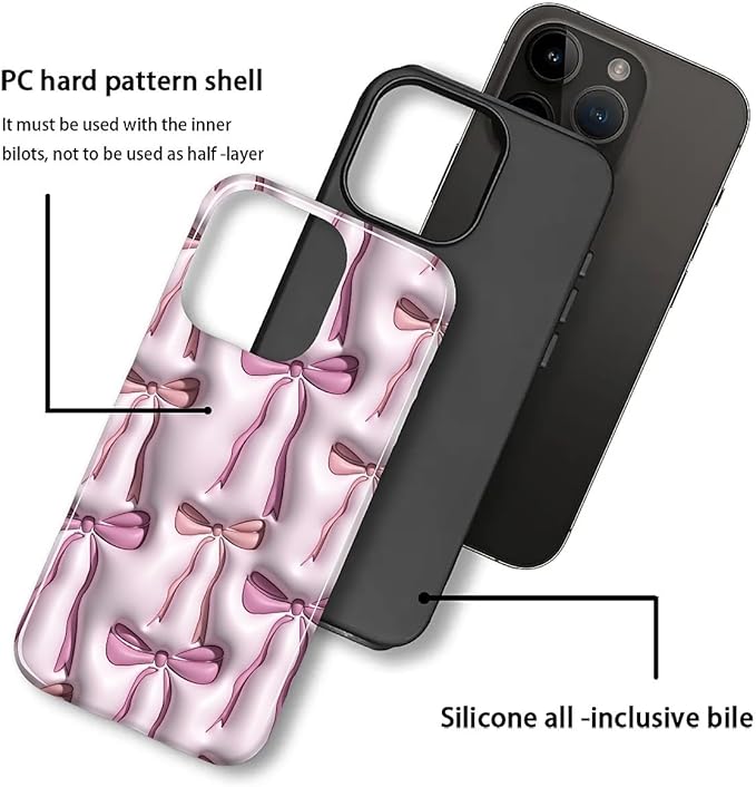 for iPhone 14 Pro Case, HL2 Abstract Ribbons Bows Hybrid 2 Layer Hard Shell - Image 3