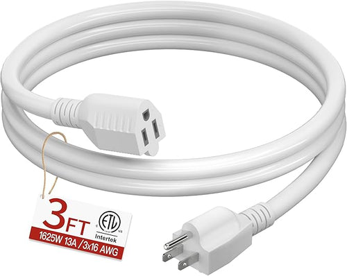 16/3 Short Extension Cord 3 FT, Indoor 3 Prong Power Cable, Suitable by Skrizcable