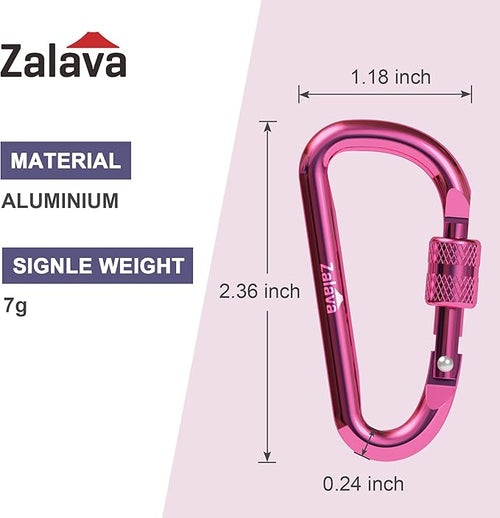 6PCS Carabiner Keychain, 2 inch Aluminum D-Clip Caribeener - Image 2