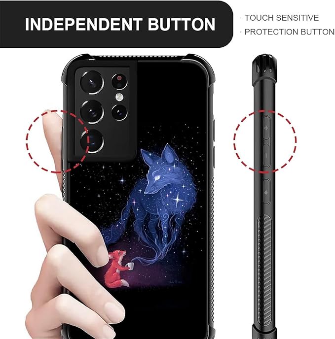 for Samsung Galaxy S21 Ultra Case, Galaxy Fox Wolf Pattern Graphic Design Girl - Image 4