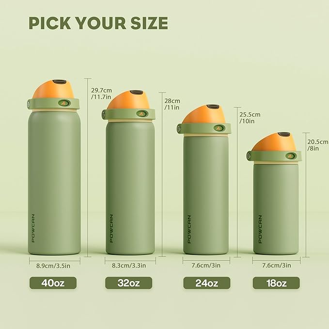 POWCAN 18 oz Metal Sports Water Bottle: 2-in-1 Push-Button Spout & Quick-Flip - Image 8