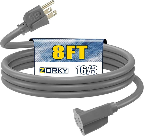 8ft Outdoor Extension Cord for Christmas Decorations- 16/3 Heavy Duty SJTW by Zorky