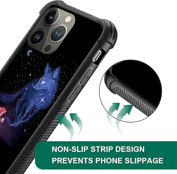 for iPhone 14 Pro Case, Galaxy Fox Wolf Pattern Graphic Design Girl Boy Soft - Image 6
