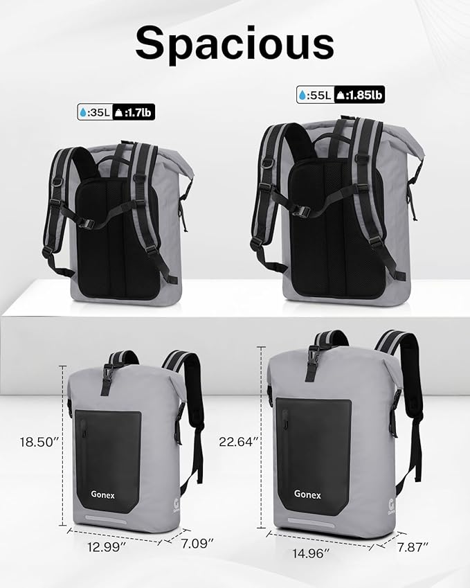 Gonex Ultralight Waterproof TPU Backpack, 35L Roll Top Dry Bag - Image 6
