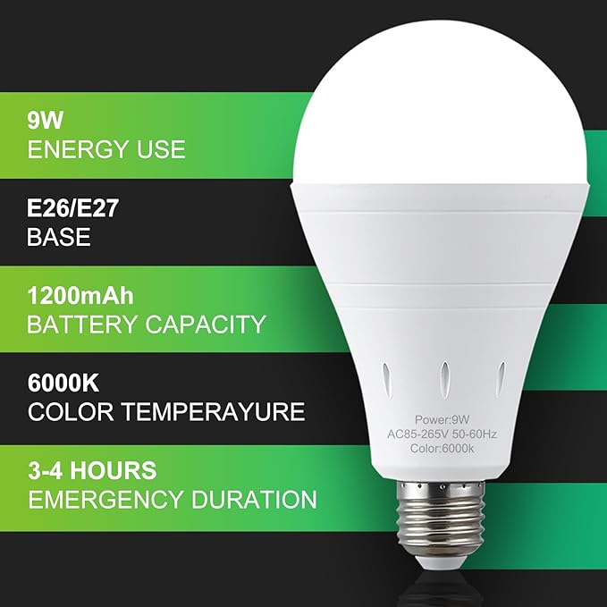 DEBAOBULB 4 Pack Rechargeable Emergency Light Bulbs, Battery Powered LED Light - Image 7