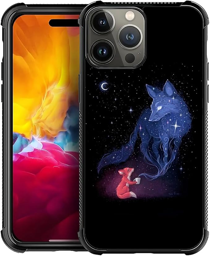 for iPhone 15 Pro Case, Galaxy Fox Wolf Pattern Graphic Design Girl Boy Soft by FKBRCL4U