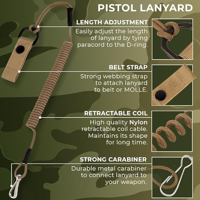 TECEUM Tactical Pistol Lanyard – 3+ Colors – Equipment Accessories - Image 2