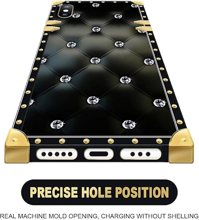 Compatible with iPhone Xs Max Case, Shiny Black Sofa Crystal Luxury Golden - Image 5