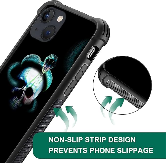 for iPhone 13 Case, Skeleton Winding Snake Pattern Graphic Design Girl Boy Soft - Image 4