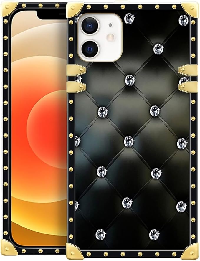 Compatible with iPhone 11 Case, Shiny Black Sofa Crystal Luxury Golden by Unknown