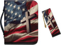 Large Bible Cover Case for Women Men American Flag and Cross PU Leather Bible by Unknown