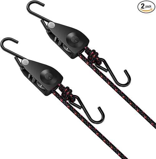 1/4" Ratchet Tie Down Straps, Heavy Duty Kayak Pulley System by ELUFAH