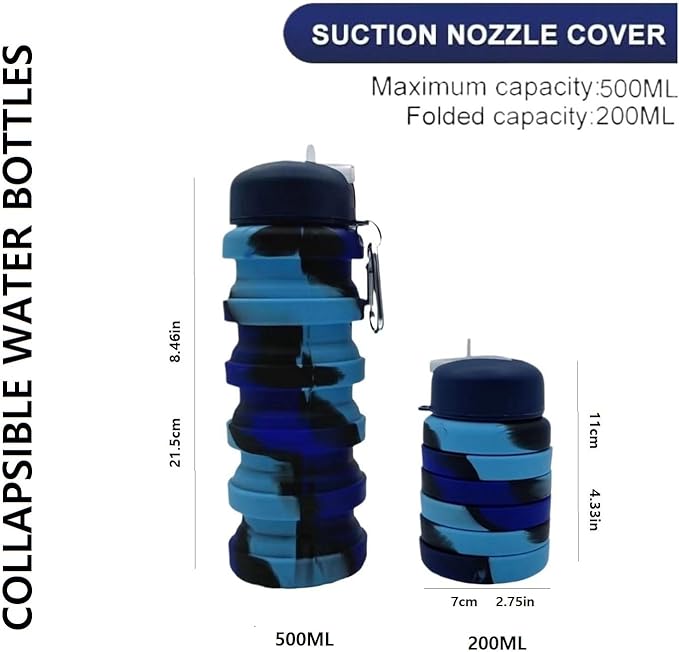 Collapsible Water Bottles 3 Pack 16oz, Travel Portable Sport Water Bottle - Image 2