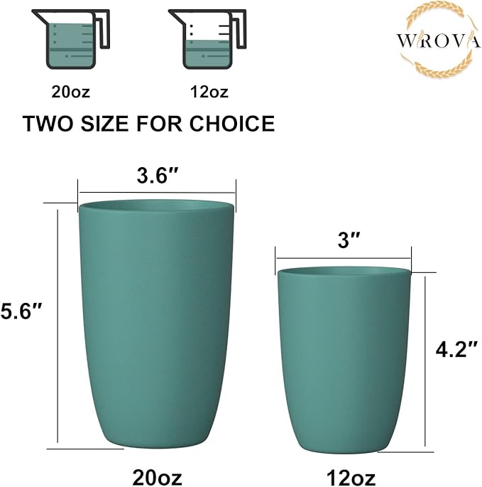 Wrova Wheat Straw Cups 6 PCS Good Alternative to Plastic Reusable Cups 20 oz - Image 3